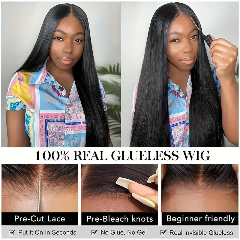 Bone Straight 13x4 Lace Frontal Wig For Women 5x5 Glueless Invisi-Drawstring Black Human Hair Wigs 360 Full Lace Wig Human Hair