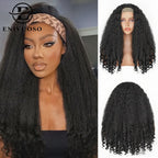Afro Kinky Straight V Part Wigs with Bouncy Curls Short Synthetic Glueless Wigs for Black Women No Leave Out Clip in Half Wigs