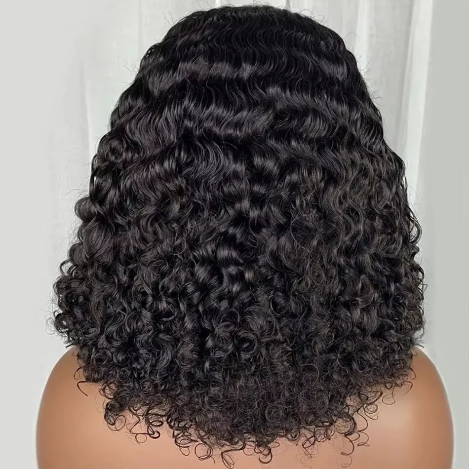 250% Density Malaysian Curly Short Human Hair Pre Plucked BOB Wig 13x4 HD Lace Front Wig Human Hair Deep Wave Lace Frontal Wig