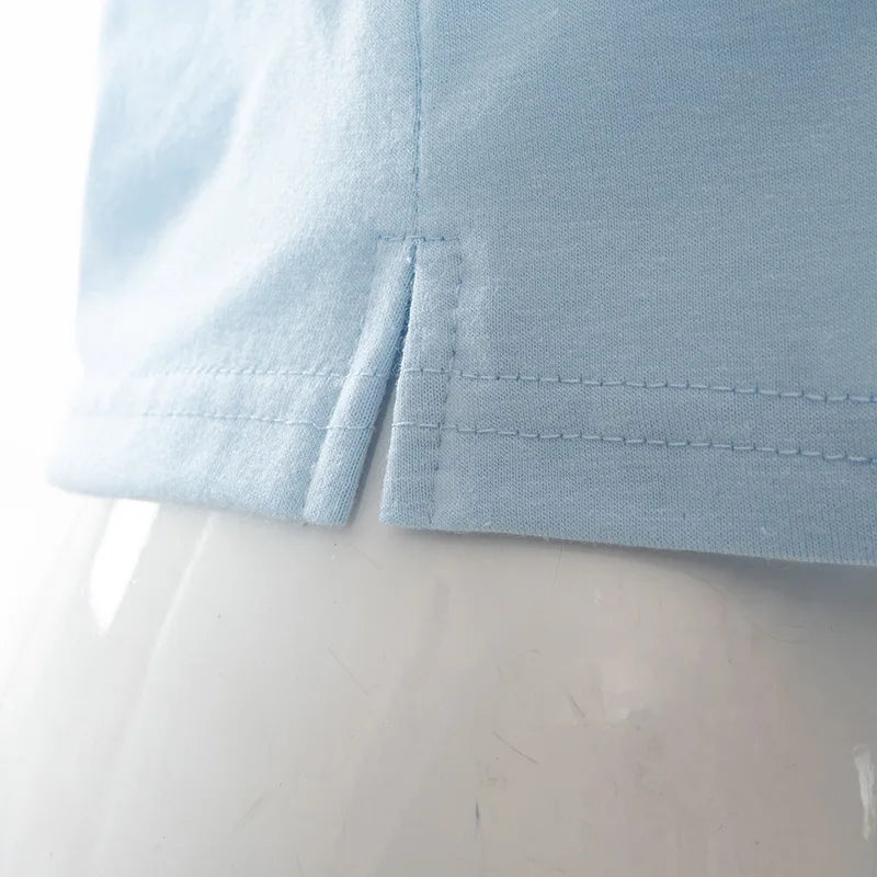 Cute 2000s Aesthetics Letter Print Blue Baby Tees Y2K Streetwear O-neck Short Sleeve Crop Tops Women Fashion 2023 Slim