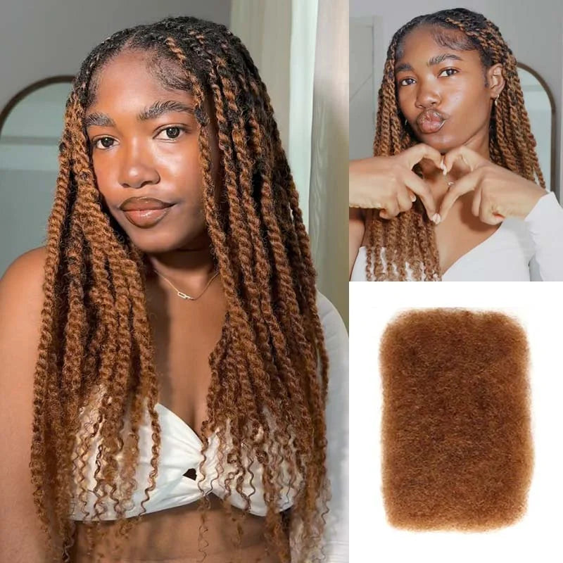 Afro Kinky Bulk Human Hair Extensions QVR US Local Shipping Natural Black/Brown Lightweight For Braiding Styling Everyday Wear
