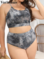 0XL - 4XL Tie Dye Bikini Large Size Swimwear Plus Size Women Swimsuit Female Two-pieces Bikini set Bather Bathing Suit V4841B