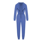 Autumn Women's Monochrome Long-Sleeved Jumpsuit Solid Color Zip-up Sportswear Female Winter Casual Tracksuit Fashionable Hoodies