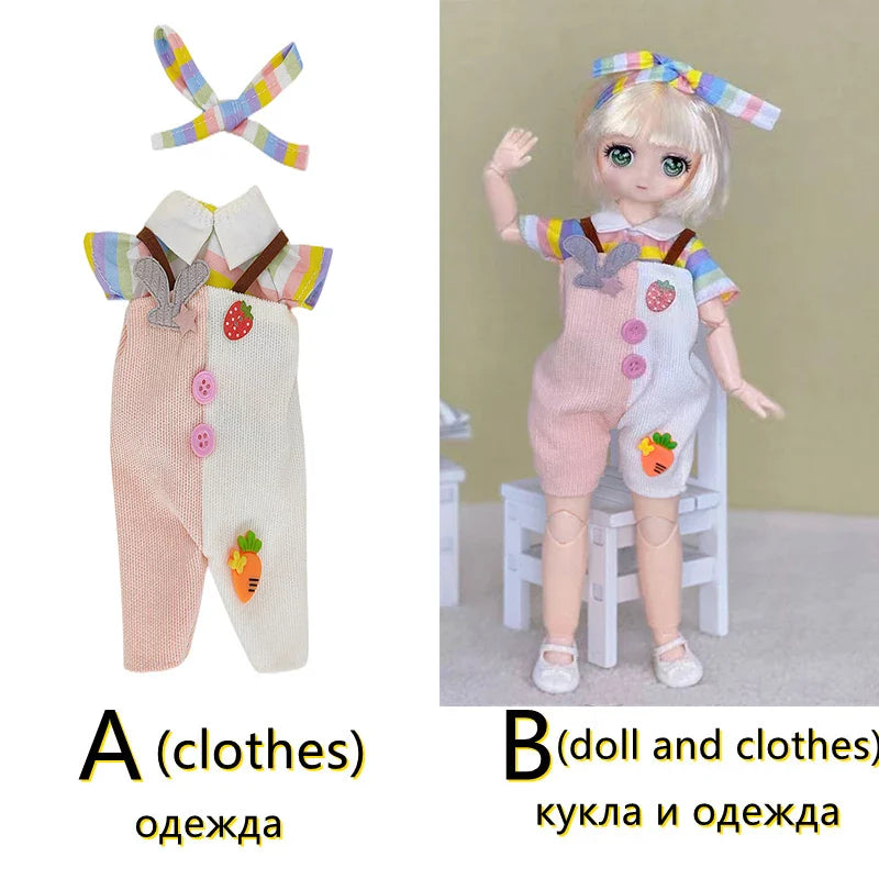 30cm Two-dimensional Doll Comic Face 1/6 Bjd Doll or Dress Up Clothes Children's Girl Birthday Gift Toys Kids Toys