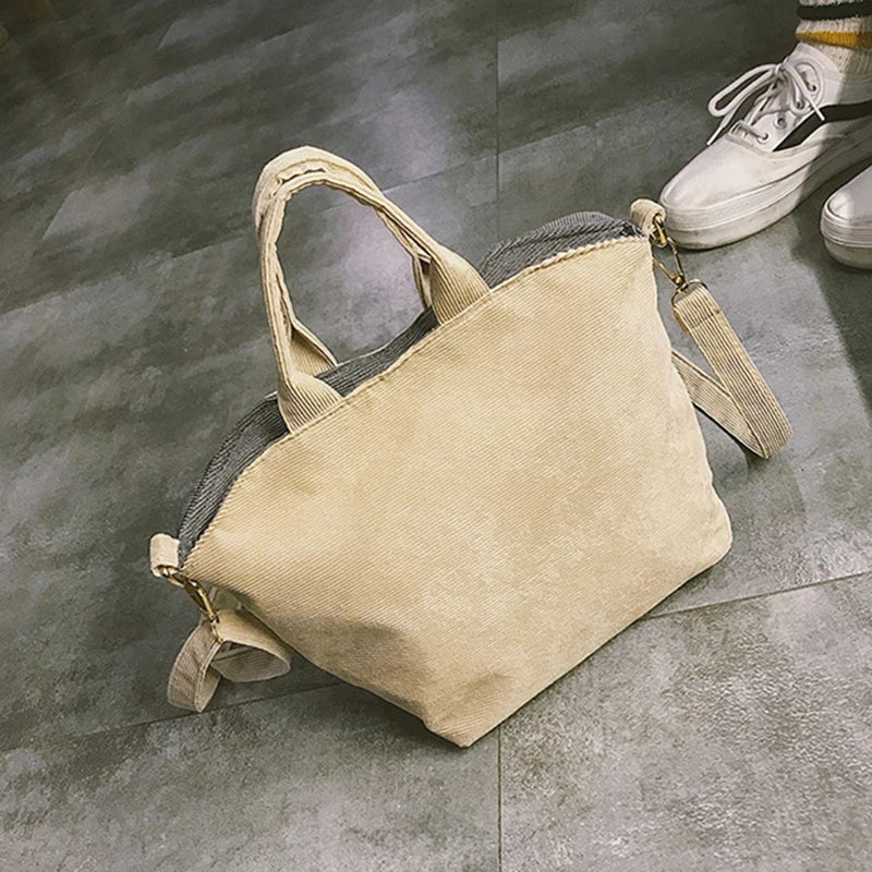 Cute Animal Handbags For Women Casual Travel Large Capacity Totes Shoulder Bags Pug Dog Corduroy Messenger Bag Feminine Bolsas