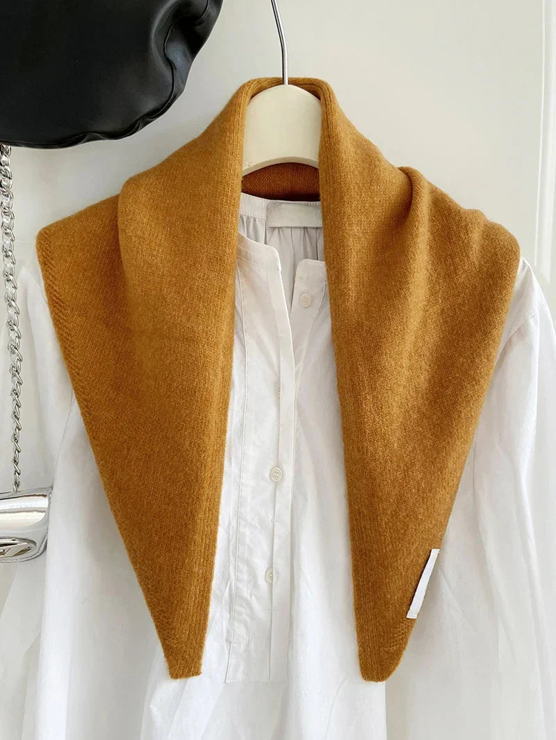 British Korean Style Niche Wool Knitted Triangular Scarf Women Headscarf Knitted Scarf Multi-functional Warm Knitted Scarf