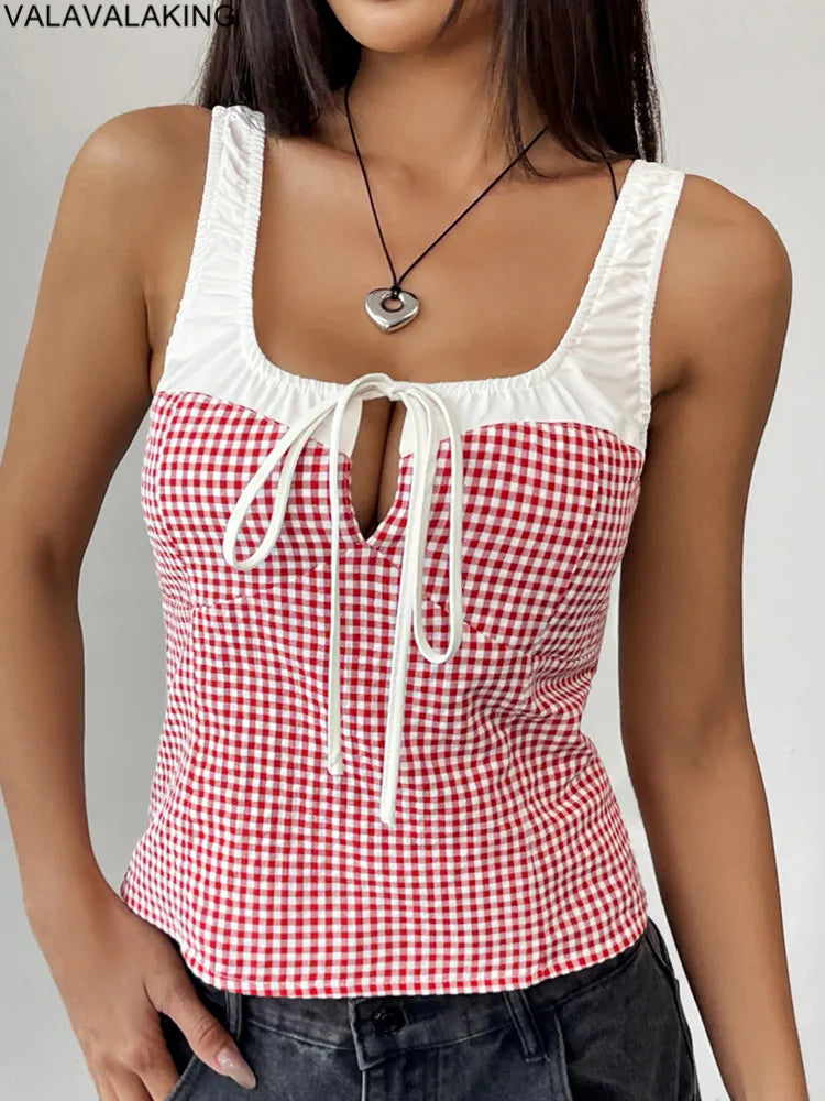 2025 Sexy Female Sleeveless Bodycon Strap Top Summer Women Hollow Patchwork Short Vest Lady Off Shoulder Clud Crop Tops Clothes