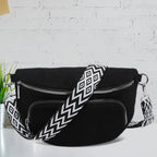 Corduroy Chest Bag Fashion Fanny Pack Wide Guitar Strap Casual Waist Bag Multi-pockets Hobo Sling Bag Outdoor Travel Bag