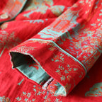 2025 New Spring and Autumn Women's Pajama Set 100% Cotton Retro Color Woven Home Clothes Long Sleeve Long Pants Two Piece Set