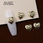 20PCS 3D Glossy Gold Silver Metallic Love Heart Various Crook Frame Solid Alloy Nail Art Rhinestones Decorations Manicure Charms