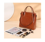 Burminsa Retro Cowhide Genuine Leather Handbags For Women 2025 Luxury Designer Work Tote Shopping Ladies Shoulder Crossbody Bags