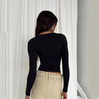 2024 Spring Autumn Women Y2K Pink T-Shirt Causal Long Sleeve Crop Tops O Neck Pullovers Base Tees Bodycon Slim Fit T Shirt