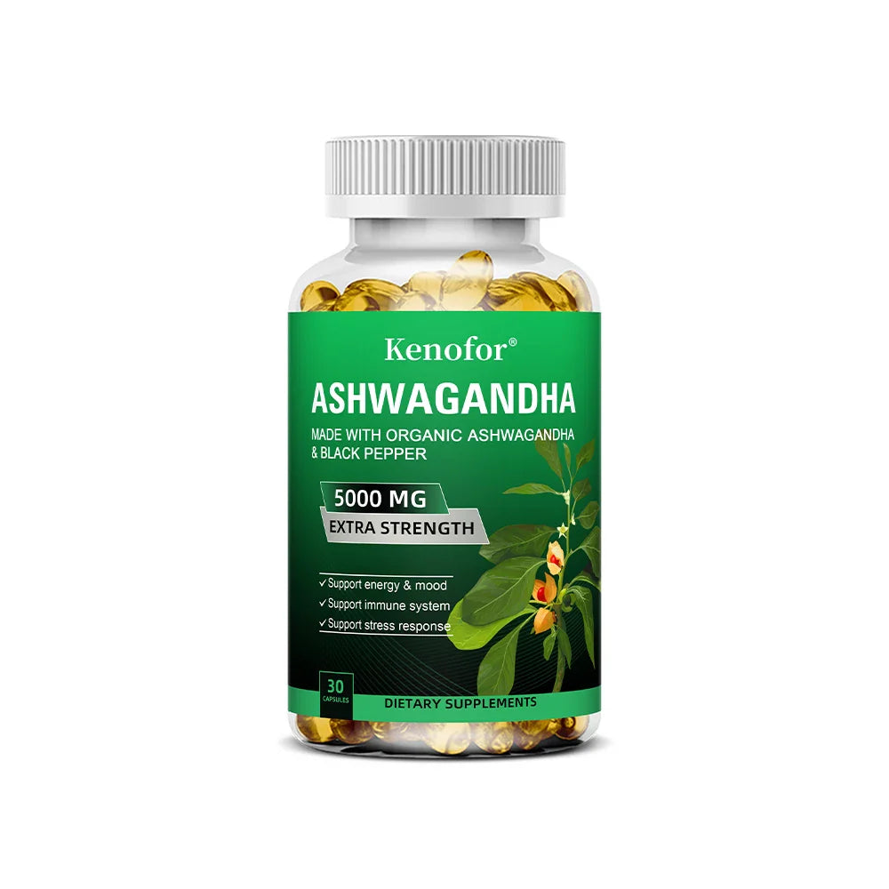 Ashwagandha Capsules - Boost Energy, Improve Mood, Relax The Body and Mind, Improve Sleep Quality, and Enhance Physical Strength