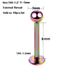 10Pcs/20Pcs/50Pcs G23 Titanium Labret Piercing Internal & External Design Lip Piercing Labret Stud Cartilage Helix Piercing