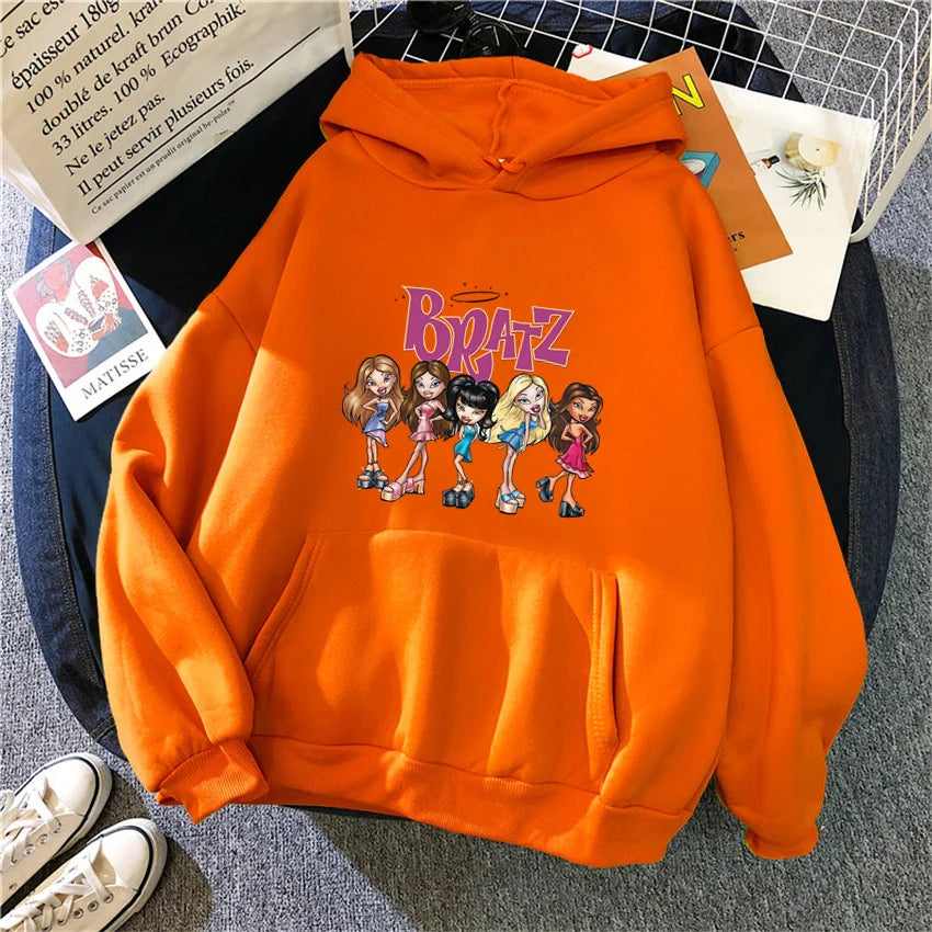 Bratz Letter Printed Plus Size Woman Hooded Sweatshirt Women Hoodie Hip Hop Long Sleeve Streetwear Unisex Male Clothes Tops