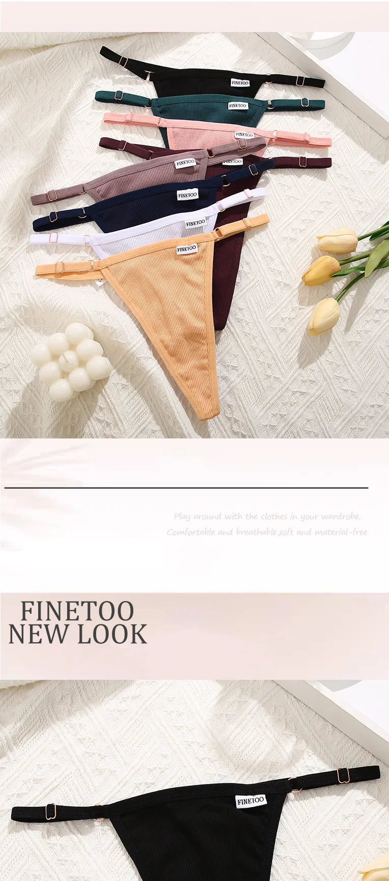 Cotton Sexy Thongs Adjustable Women's Panties Soft Panties Low Waist Seamless Thongs Woman Lingerie Tangas Mujer S-XL FINETOO