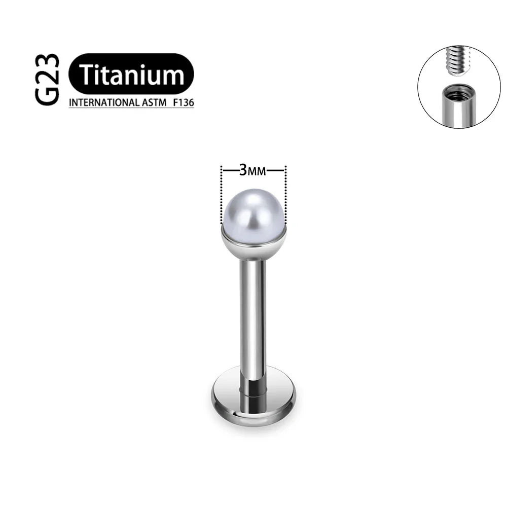 ASTM F136 Titanium 16G Bowl shaped Pearl Earring Helix Tragus Cartilage Stud Earlobe Lip Piercing Jewelry