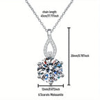 6.5 Carat Simulated Moissanite Pendant Necklace - 12mm D Color VVS1 Round Cut - Unisex Luxury Jewelry Gift for Her, Him, Holiday