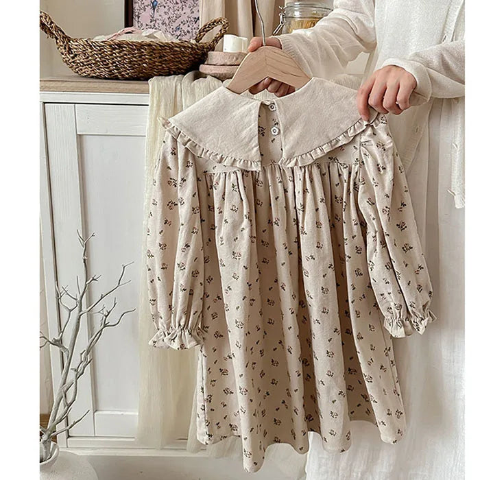 2025 New Spring European American Style Sister Clothes Kids Princess Dresses Long Sleeved Cotton Print 2-7Yrs Girl Party Dress