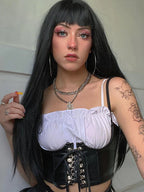 AltGoth Dark Casual Sexy Vest Women Animal Print Bodycon Slim Crop Tank Tops Gothic Punk Fashion Nightclub Corset Camisole Femme