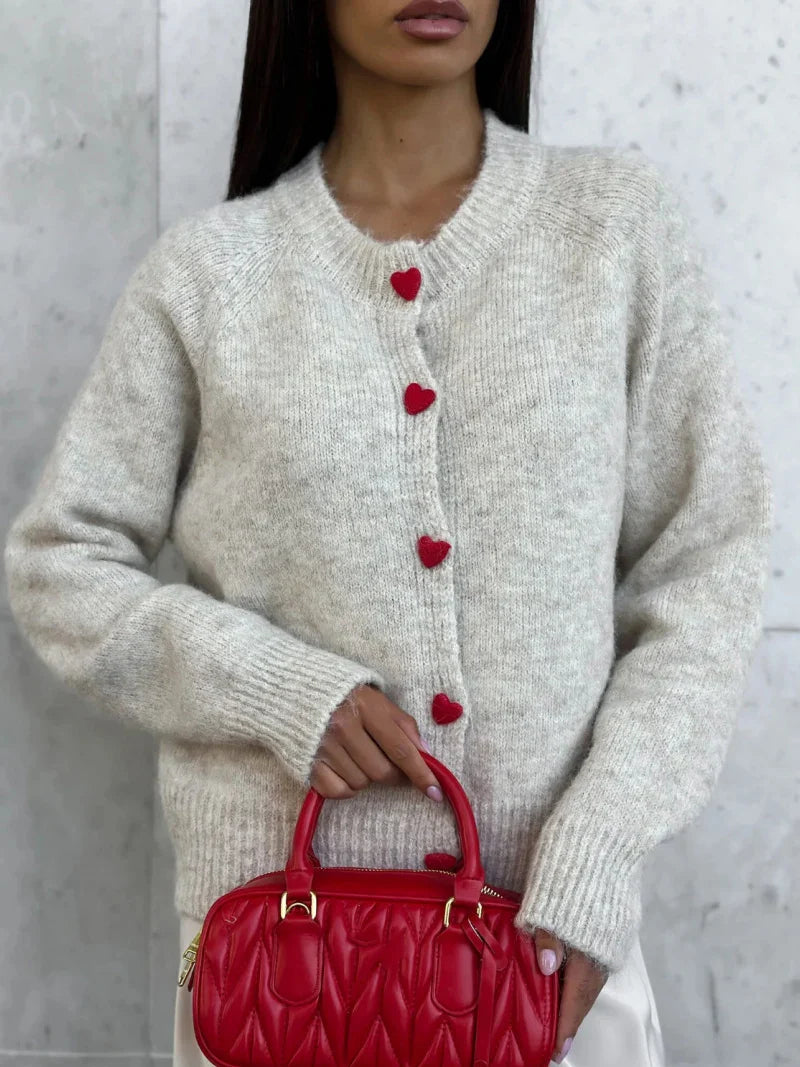 DGLUKE Crew Neck Knit Cardigan For Women Long Sleeve Fluffy Cashmere Sweater Coat Autumn Winter Button Through Cardigans Korean