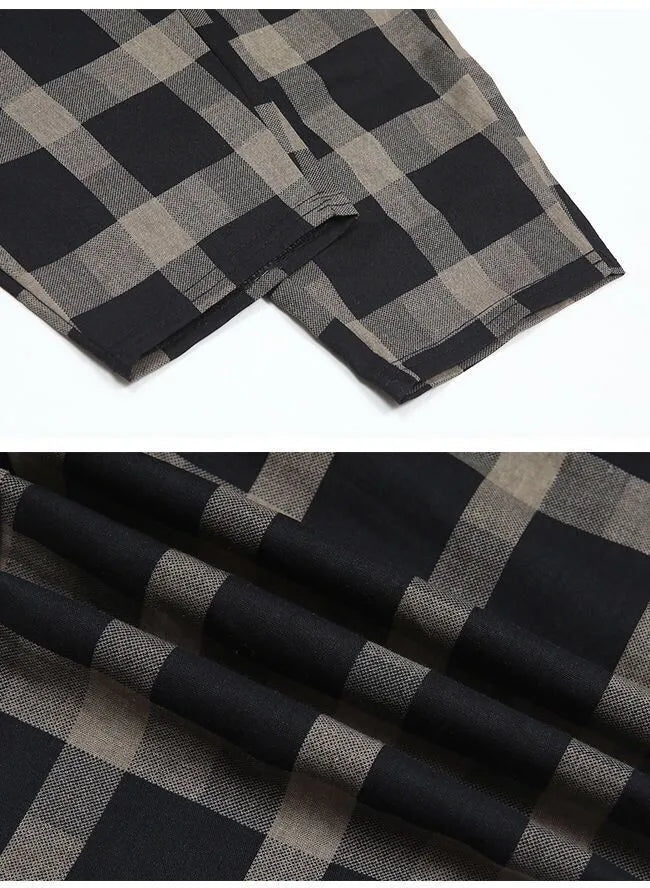 1pcs Spring Summer Women Cotton Comfort Breathable Pants Female Grid Flower Print Casual Loose Pant Lady Haren Straight Leg Pant