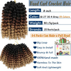 1- 5 Packs 8 inch Jumpy Wand Curl Jamaican Bounce Crochet Hair Natural Black Wand Curls Crochet Hair Short Curly Crochet Braids