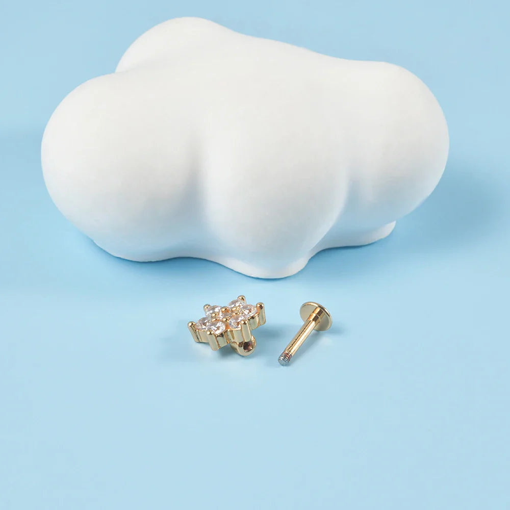 361L Surgical Steel Marquise Vertical Post Helix Piercing Crown/Butterfly Earrings Cartilage Helix Stud Body Piercing Jewelry