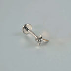 ASTM F136 Solid Titanium Internally Threaded Cross Cz Cartilage Earrings Stud Helix Tragus Lobe Piercing Labret Lip Ring Jewelry