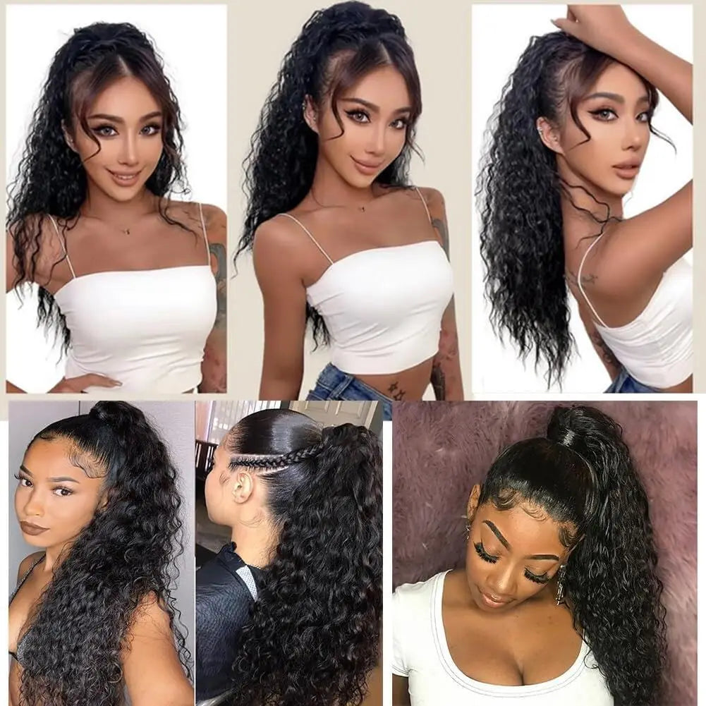 100G Ponytail Human Hair Extensions Straight Wrap Around Horsetail 100% Remy Human Hair 10"-32" Ponytail Extension for Women