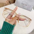 2024 Oversized Square Glasses Anti Blue Light Glasses Large Frame Myopia Glasses Flat Light Glasses Transparent Eyeglasses