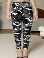 CUHAKCI Plus Size High Stretch Women's Leggings Camouflage White Gray Pants Sports casual tight fit Sports Cropped Pants