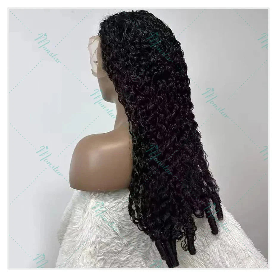 300% Density Burmese Curly Human Hair Wigs 13x4 13x6 HD Full Lace Frontal Wig 100% Human Hair Wigs with Spiral End Natural Black