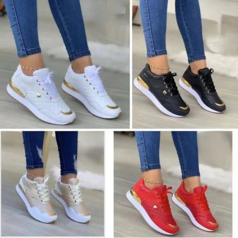 2023 Women Sneakers Mesh Patchwork Lace Up Ladies Flats Outdoor Running Walking Shoes Comfortable Breathable Female Footwear