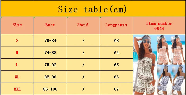 2024 new spring and summer fashion strapless one-shoulder one-piece casual printed drawstring one-piece pants