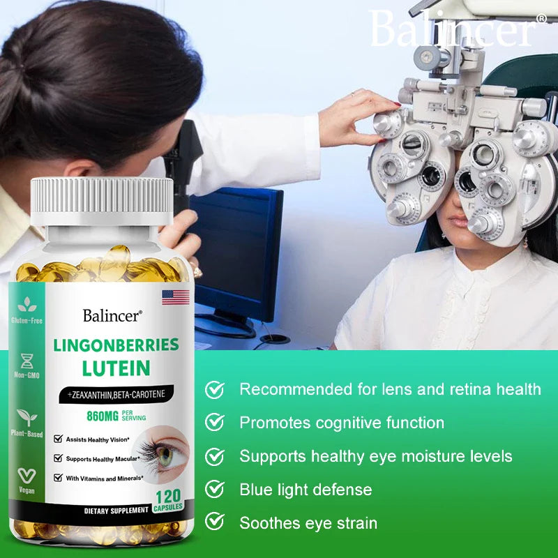 Balincer Lutein Capsules with Zeaxanthin, Vitamin, Dietary Supplement for Eye Health Support, 120/60/30 Easy-to-Swallow Softgels