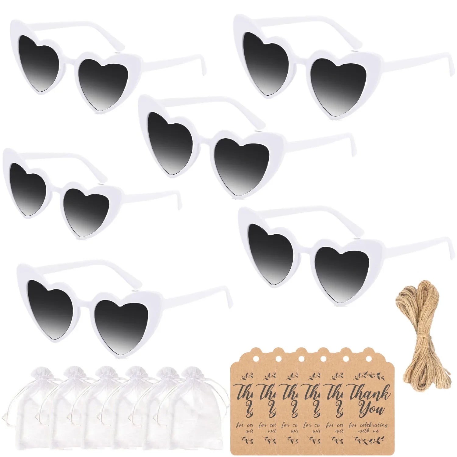12-60Pcs Wedding Bridal Heart Shaped Sunglasses Party Favors Gift for Guests Bachelorette Hen Party Glasses Bridal Shower Decor