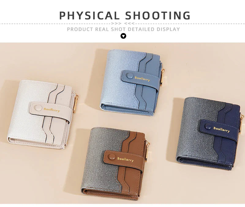 Baellerry High Quality Women Wallets New Simple Short Card Holde Brand Female Purse Photo Holder Coin Pocket Zipper Women Wallet