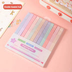 12 Pcs/Set Double Tip Highlighter Pens Kawaii Manga Markers Midliner Pastel Gel Set Stationery Journal School office Supplies