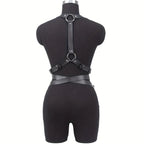 Adjustable Women's Gothic Punk Faux Leather Belt Perfect Waist and Chest Charms for Holiday and Casual Wear