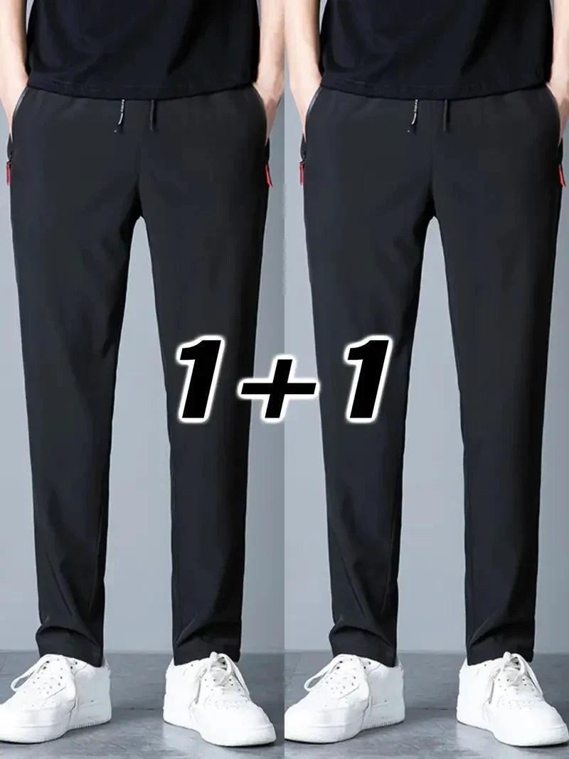 2 Pieces Men's Casual Pants Stretch Elastic Waist Jogger Korean Classic Blue Black Gray Male Brand Trousers Plus Size