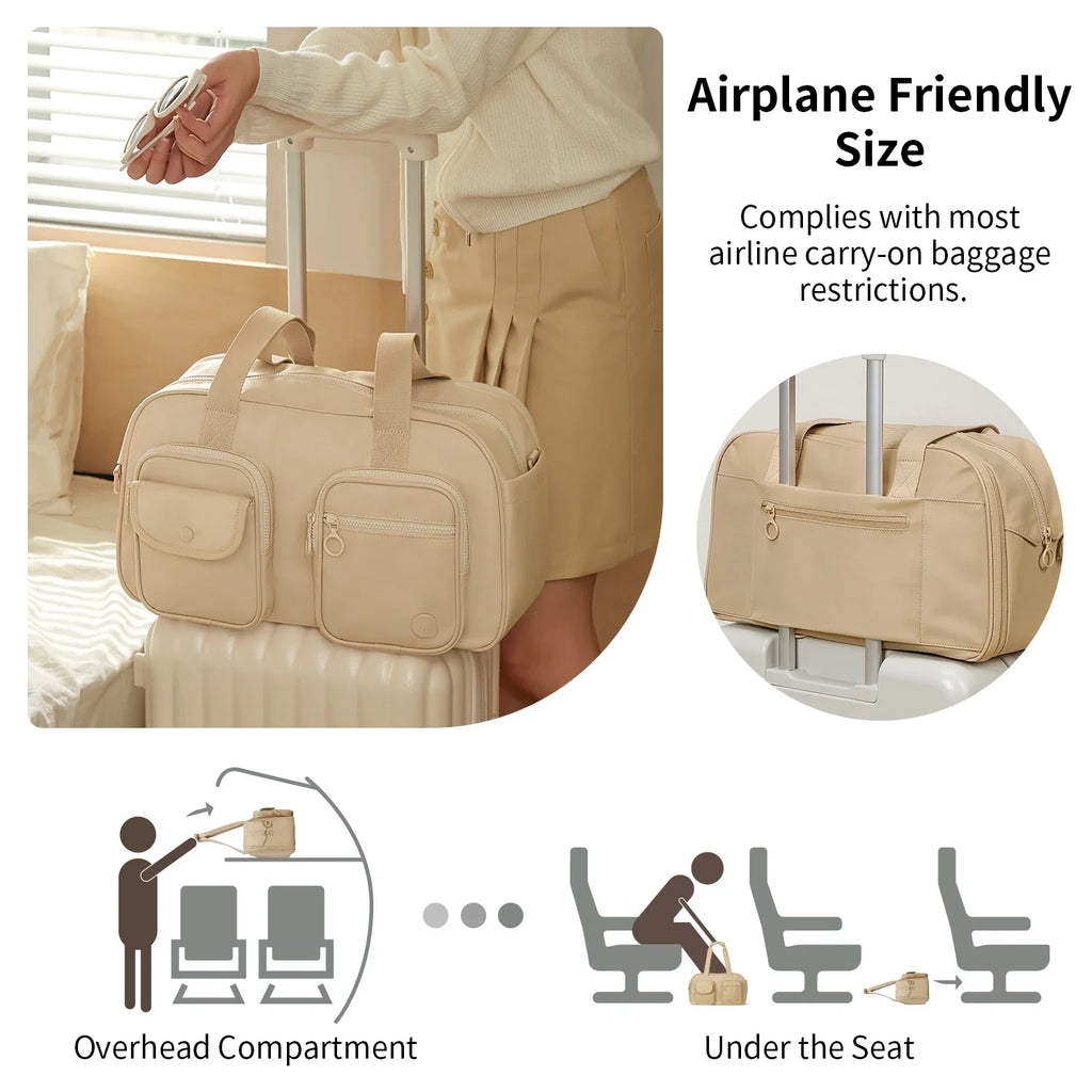 AJI Women Travel Bag Nylon Handheld Travel Bag Carry On Luggage Bag Large Capacity Weekender Gym Sport Holdall Overnight Bag