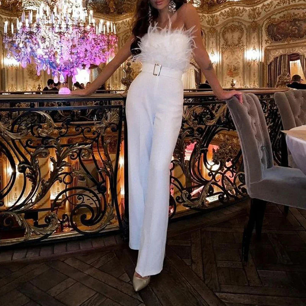 Elegant Solid High Jumpsuit For Woman Casual Long Pants 2023 Summer Sexy Club Bodysuits Evening Party Female Clothing Vintage