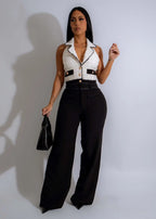 Elegent Office Lady Jumpsuits for Women Full Length Summer V Neck Sleeveless Blazer Jumpsuit High Waist Sexy Backless Jumpsuit