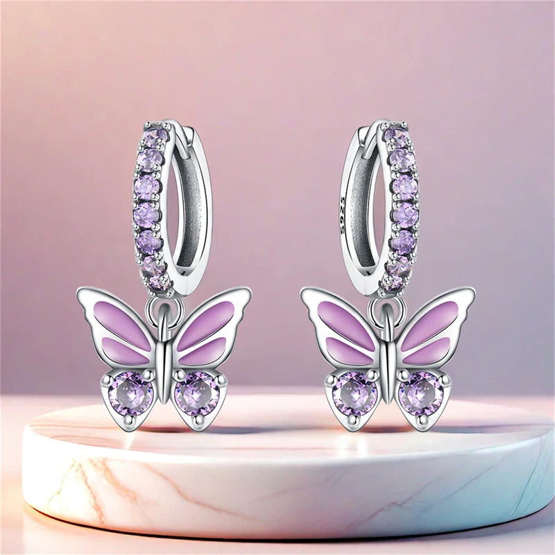 Earrings For Women Silver 925 Fashion Butterfly Snowflake Earrings Cubic Zircon Ear Studs Silver 925 Original Jewelry Gifts