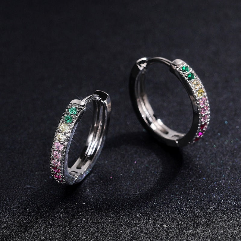 Crystal Cubic Zirconia Lymphatic Drainage Earrings Colorful Crystal Hoop Earrings Weight Loss Slimming Earrings Fashion Jewelry