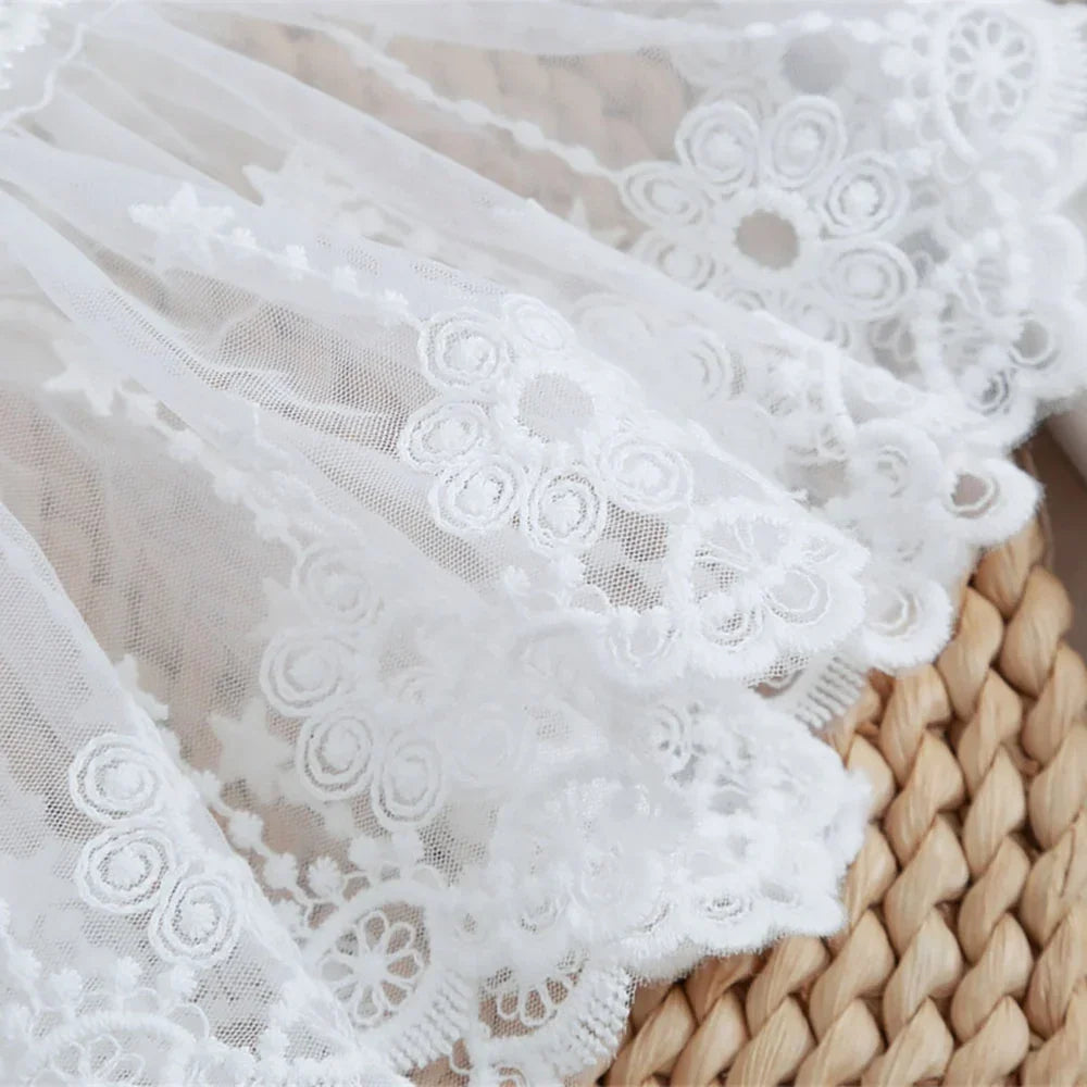 1Pair Detachable Cuffs Lace Flower Mesh Fake Flared Sleeves Double Layer Pleated Ruched False Cuffs Sweater Blouse Wrist Warmers