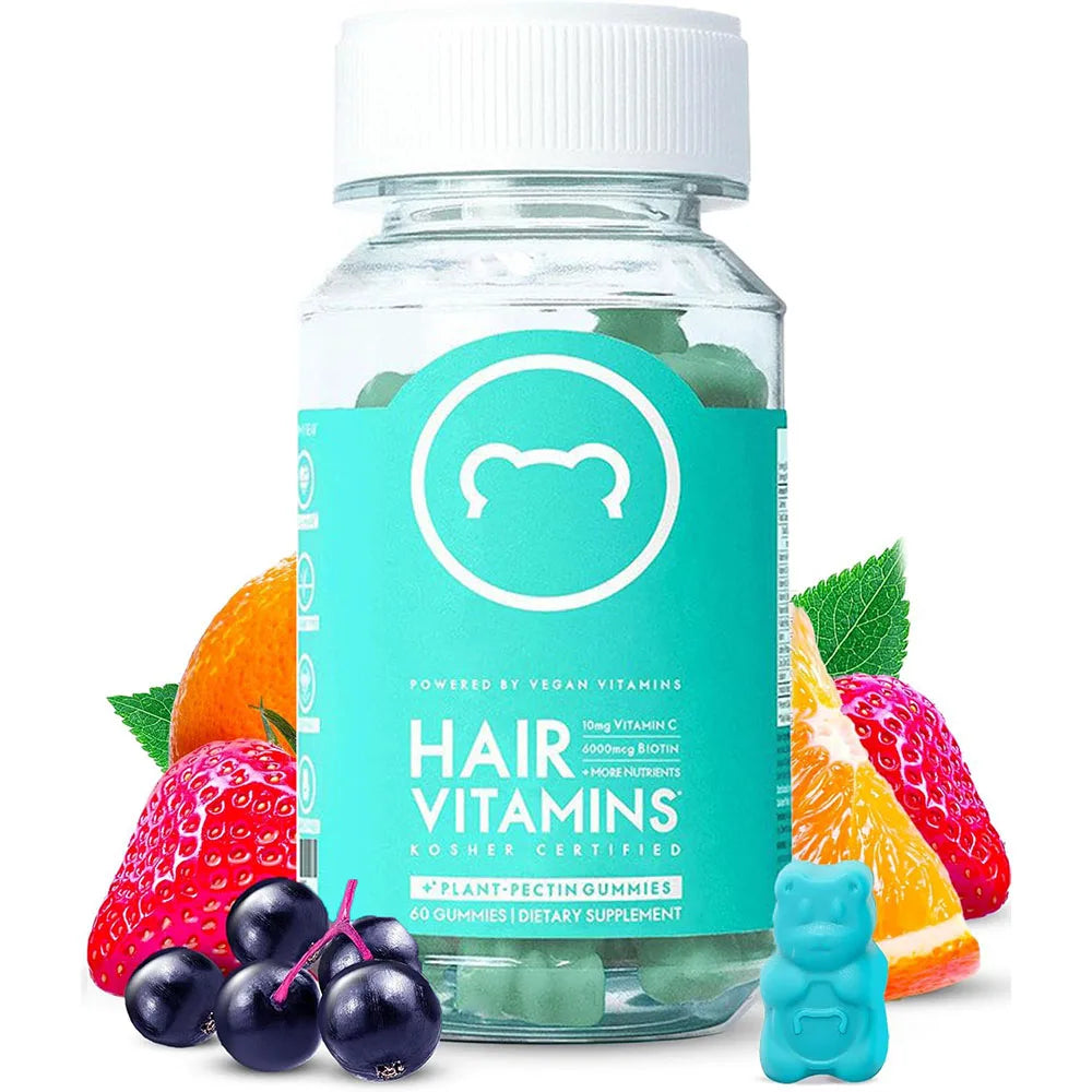 Bear Hair Vitamin Gummy Biotin 6000mcg Multivitamin Supplement Vegan Vitamin Hair, Skin & Nail Growth Gummies for Men & Women