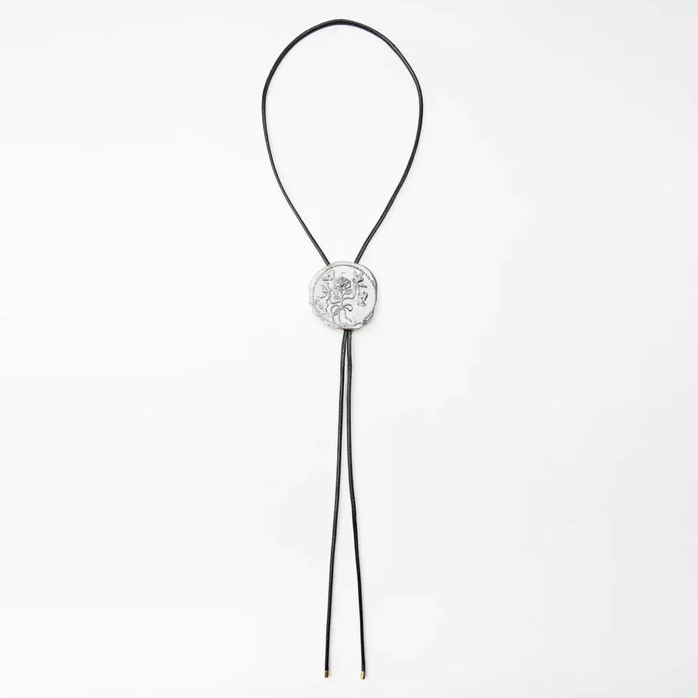 2024 New ZAA Cowboy Style Badge Necklace, Geometric Engraved Rose Adjustable Necklace, Party and Banquet Jewelry