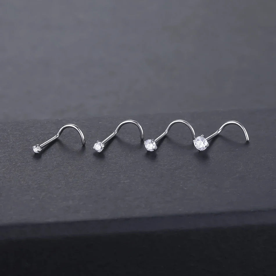 1PC Titanium 18G /20G 1.5/2/2.5/3mm Zircon Gem Nose Stud Piercing Screw Prong CZ Nostril Earring Nariz Piercings Sexy Jewelry